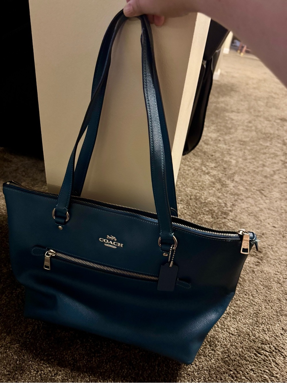 Coach Teal Leather Shoulder Tote